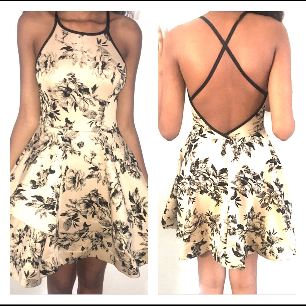 JANUARY 7 FLORAL CRISSCROSS BACK PARTY DRESS SZ M